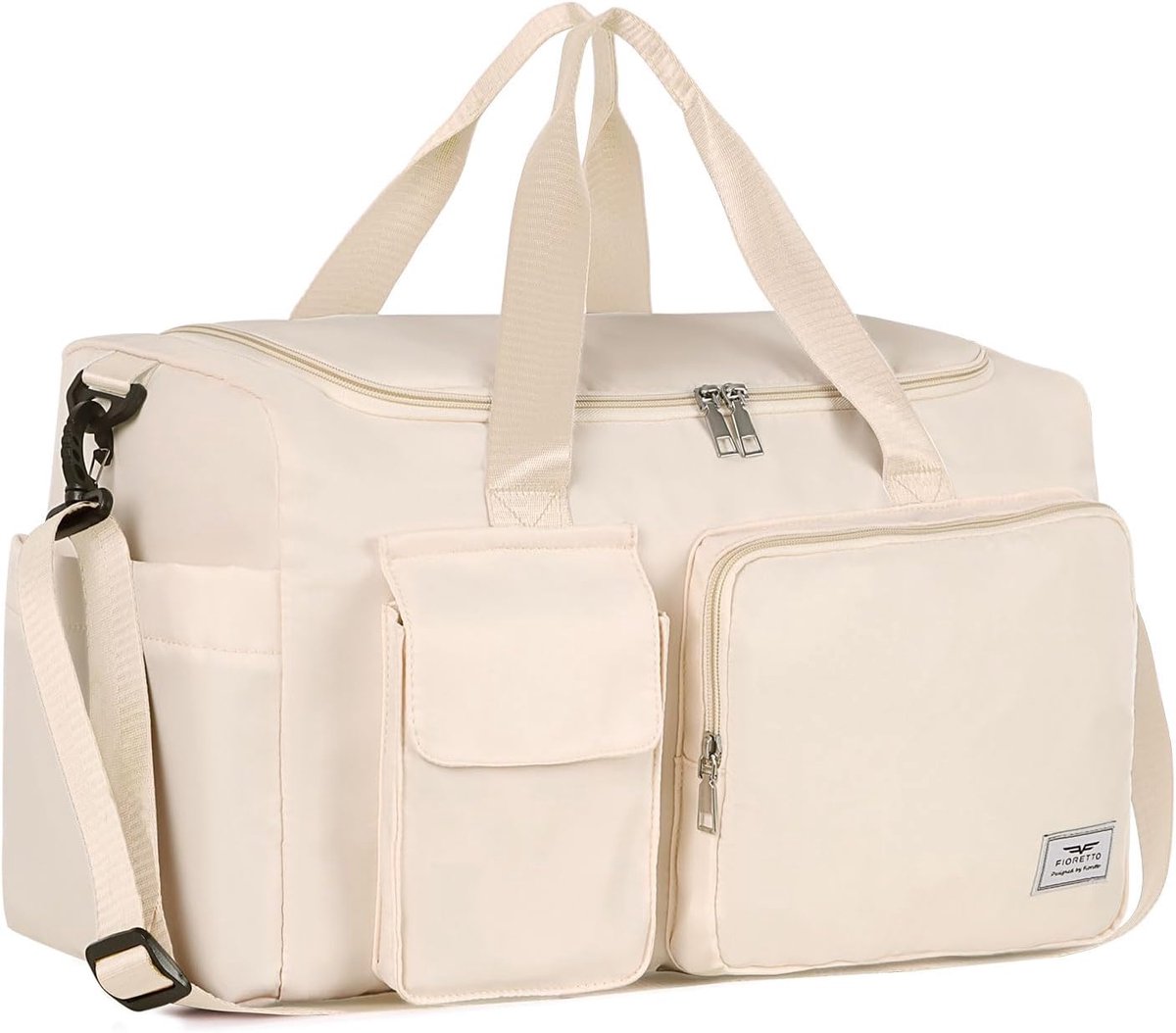 SnelShoppen - Sporttas Duffle Bag voor Mannen en Vrouwen met Schoencompartiment, Waterdichte Weekend Reistas, Gym Bag Beige, Perfect voor Zwemmen en R