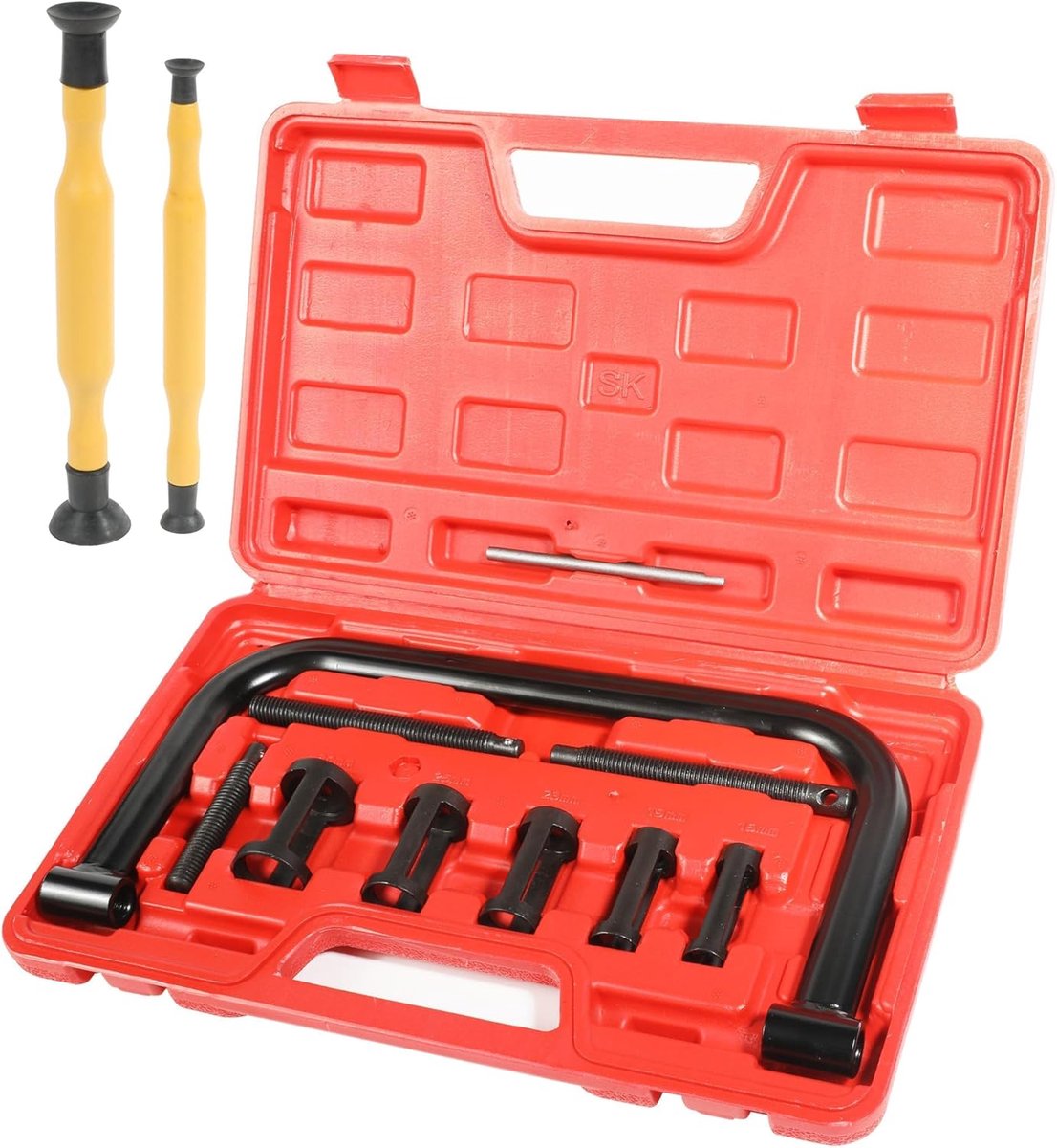 SnelShoppen - 12-delige Valve Spring Tensioner Tool Set - Hoogwaardige Veercompressor voor Auto's, Motorfietsen, Vrachtwagens - Roestvrij Koolstofstaa