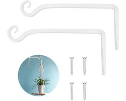 SnelShoppen - Loogi Plantenhouder en Bloemenhouder - IJzeren Wandhaken voor Planten, Vogelhuisjes, Lantaarns en Wandlampjes - 25 cm Wit - 2 Stuks - Pe