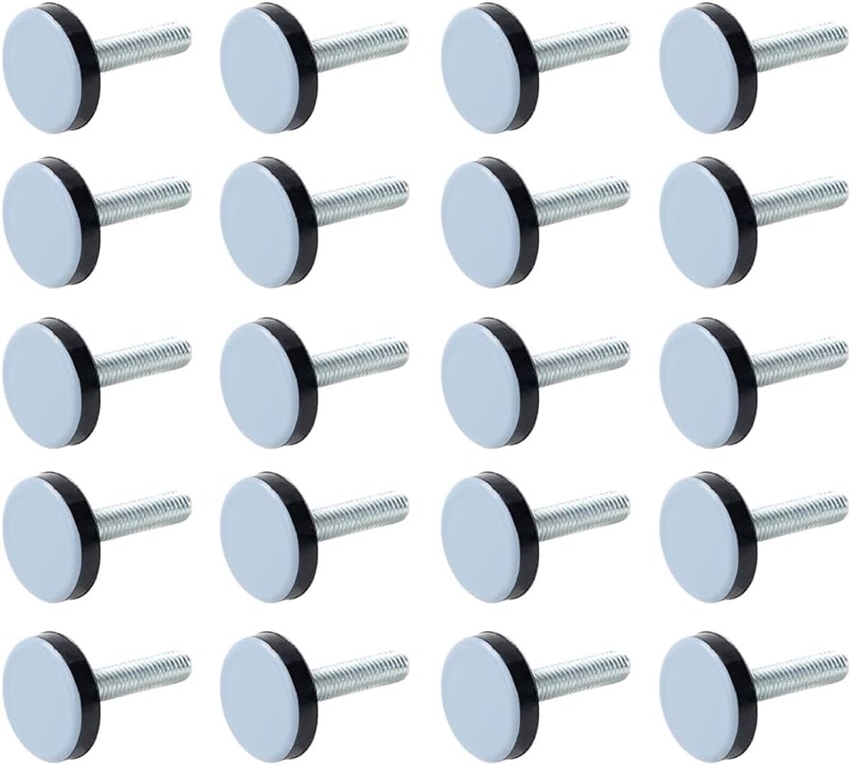 SnelShoppen - Pack van 20 Teflon Meubelglijders M6 20 mm Verstelbare Voeten voor Stoelen, Tafels, PTFE Vloerschuivers, Hoogte Verstelbaar