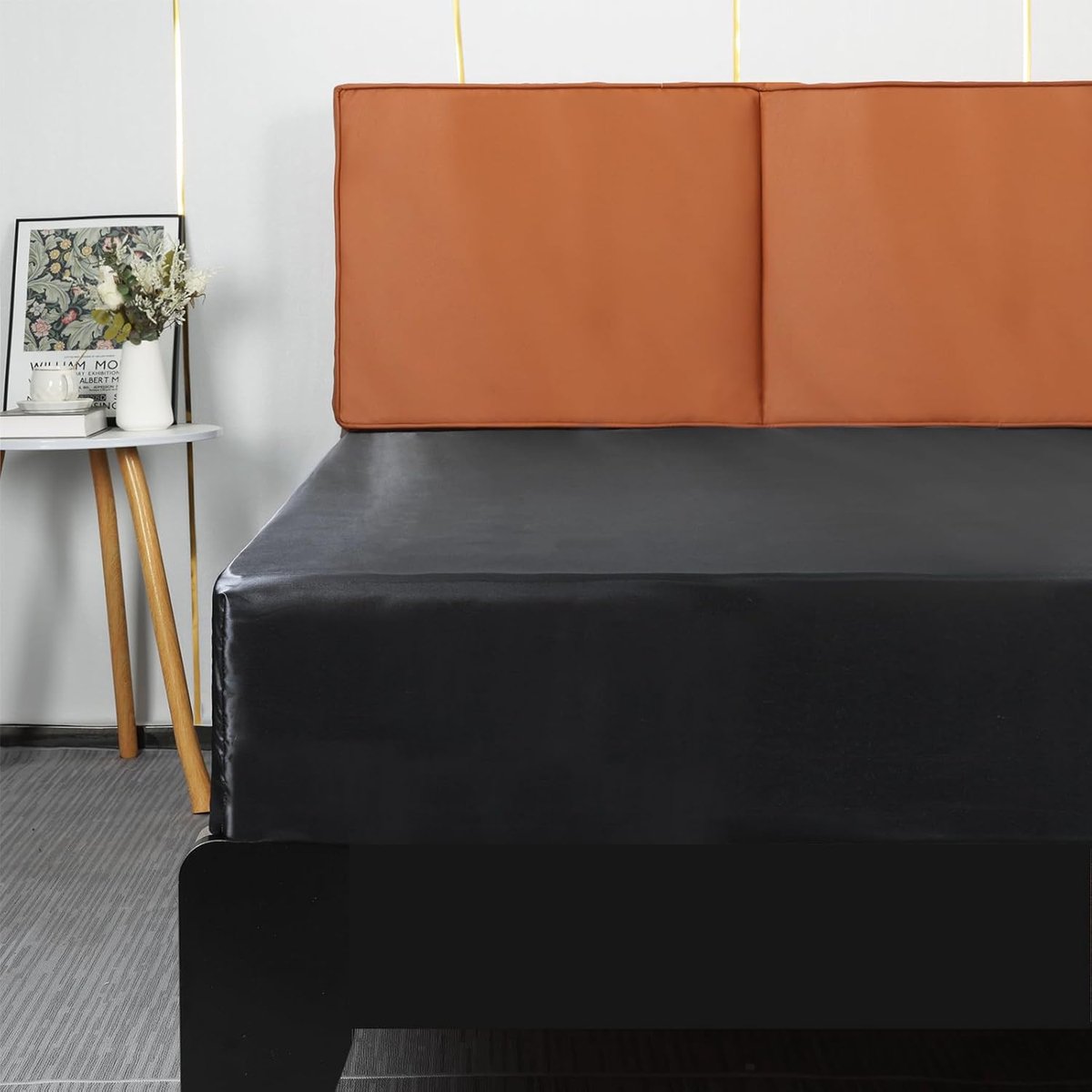 SnelShoppen - Luxe Satijnen Fitted Sheet - Zacht Polyester Bedlinnen - Diepe Hoek - Matraskap - Zwart - Diverse Maten Beschikbaar
