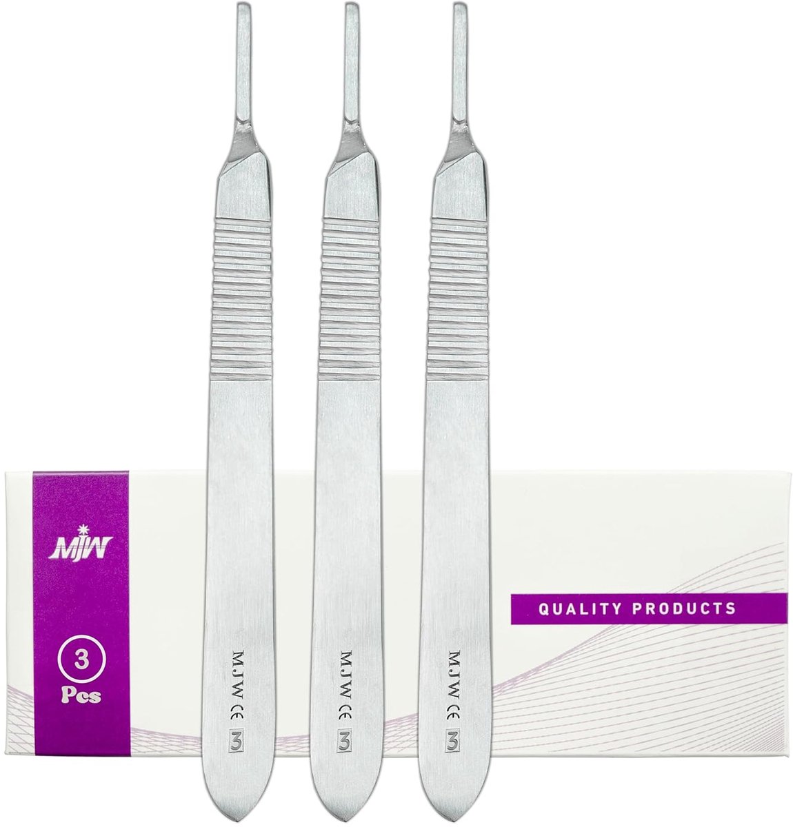 SnelShoppen - Scalpel Handle Set van 3 - RVS Craft Handgrepen No. 3 voor Houtkunst, Kaarten Maken, Grafting, Sculpting en Dermaplaning