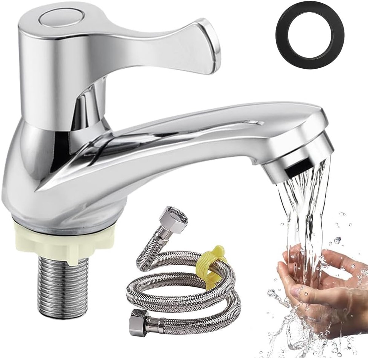 SnelShoppen - Mineup Koudwaterkraan Gastentoilet - RVS, Eenvoudig, Stil, 60 cm Aansluiting, Voor Koud Water, Ideaal Voor Toilet, Keuken, Camping