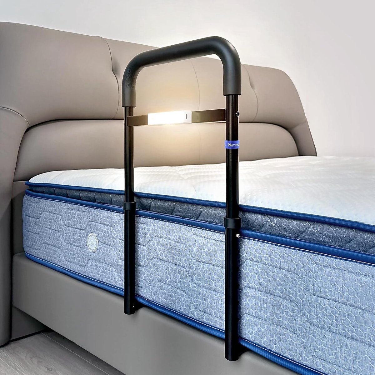 Thijox - Bed opstahulp voor senioren, in hoogte verstelbare haltegrepen met LED-sensorlicht, veilige instaphulp, anti-val ondersteuning voor ouderen,