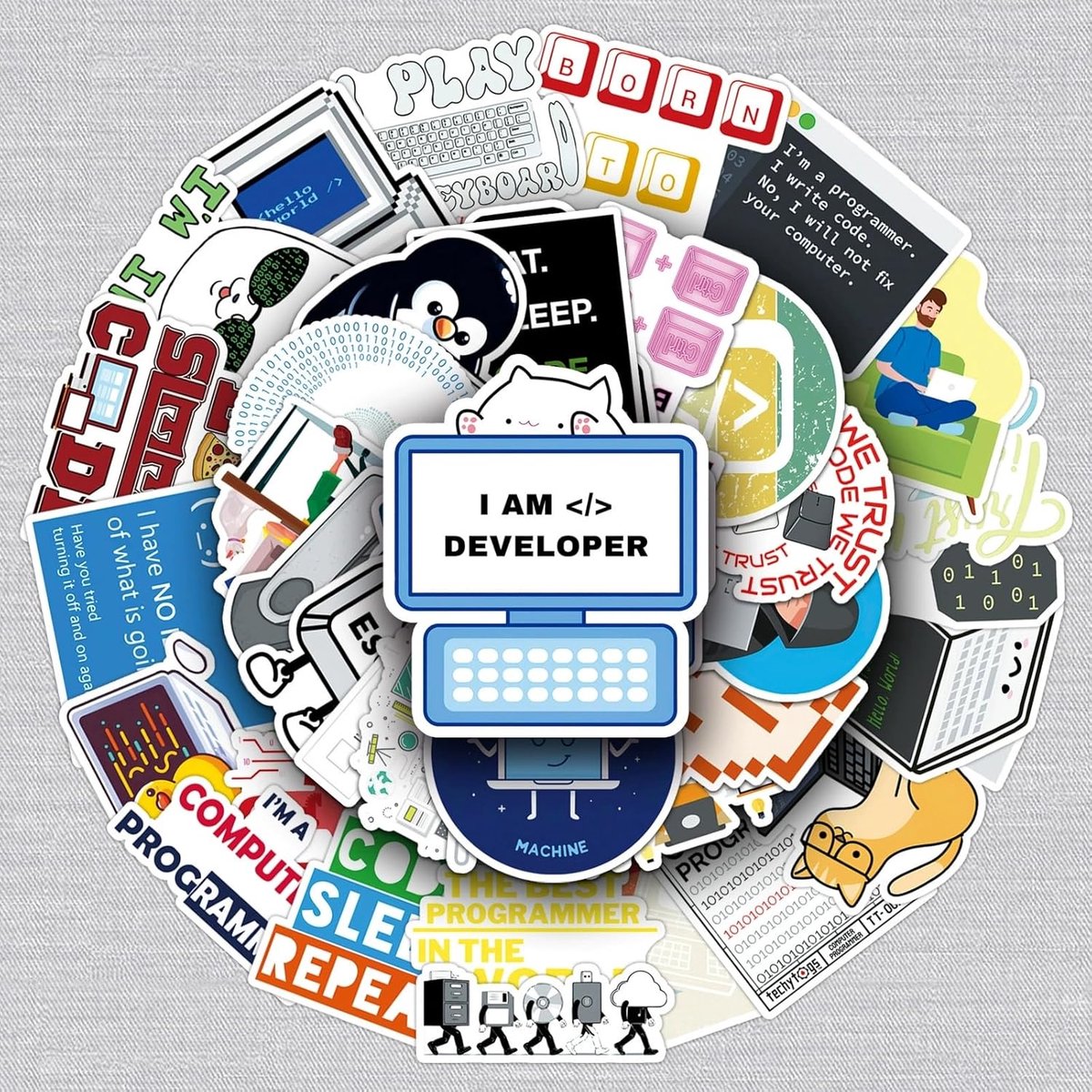 SnelShoppen - 50 Stuks Programming Stickers Set voor Jongeren en Volwassenen - Vinyl Stickers voor Auto, Motor, Fiets, Skateboard, Luggage, Laptop, Ko