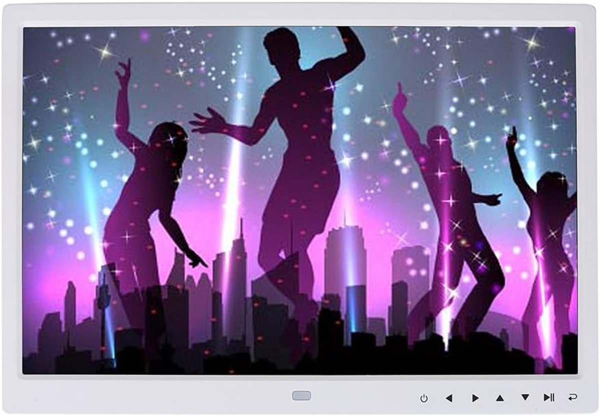 SnelShoppen - Digitale Fotolijst 1280 x 800 HD met Alarmklok, MP3/MP4 Muziek en Video Speler, 32GB Online Geheugen met SD Kaart en Afstandsbediening (