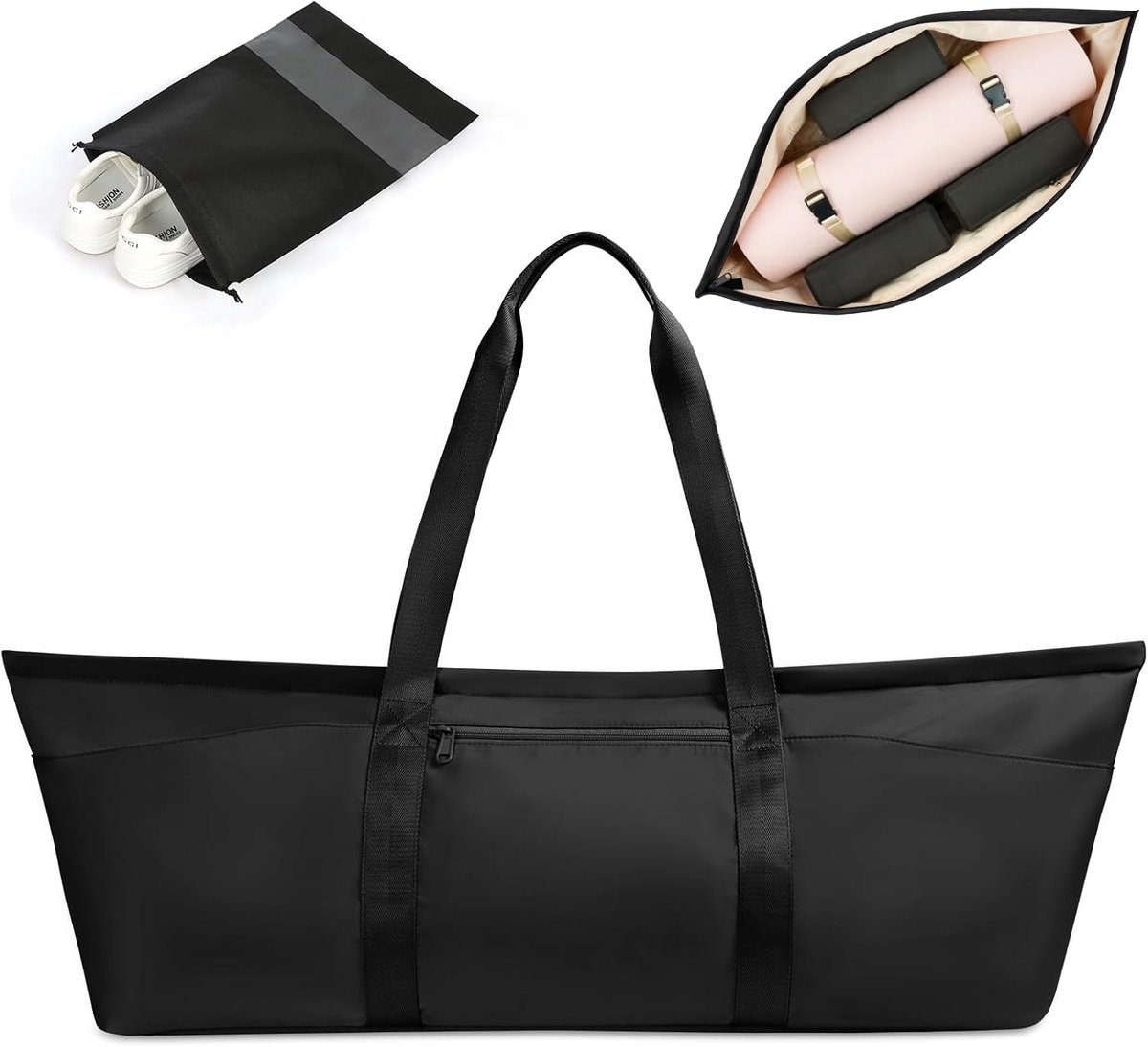 SnelShoppen - Grote Yoga Mat met Draagtas, Gym Bag, Pilates Bag, Verstelbare Schouderriem, Waterdichte Fleshouder en Vochtcompartiment voor Yoga en Fi