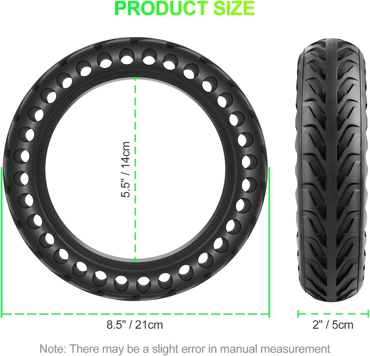 SnelShoppen - 8.5 Inch Massibise Wielen voor Elektrische Scooter, Vervangende Rubberbanden 8 1/2 x2, Geschikt voor Xiaomi Pro 2, M365, 1S, 3, 3 Lite,