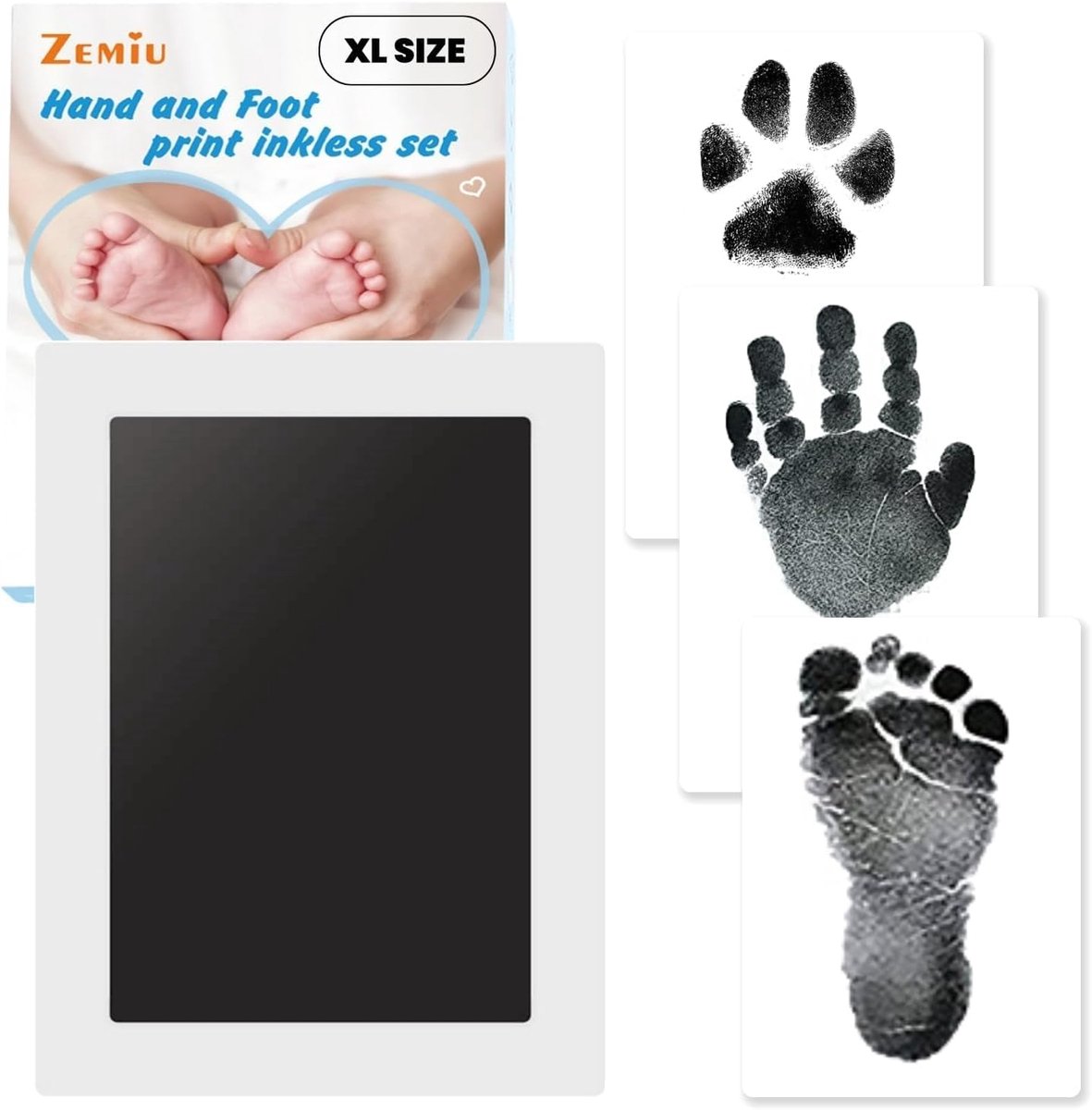 SnelShoppen - Baby Handafdruk en Voetafdruk Kit, Paw Print Hond, 1 Inktloze Inktpad en 3 Afdrukkaarten, Handafdruk Inkt voor Pasgeborenen, Cadeau voor