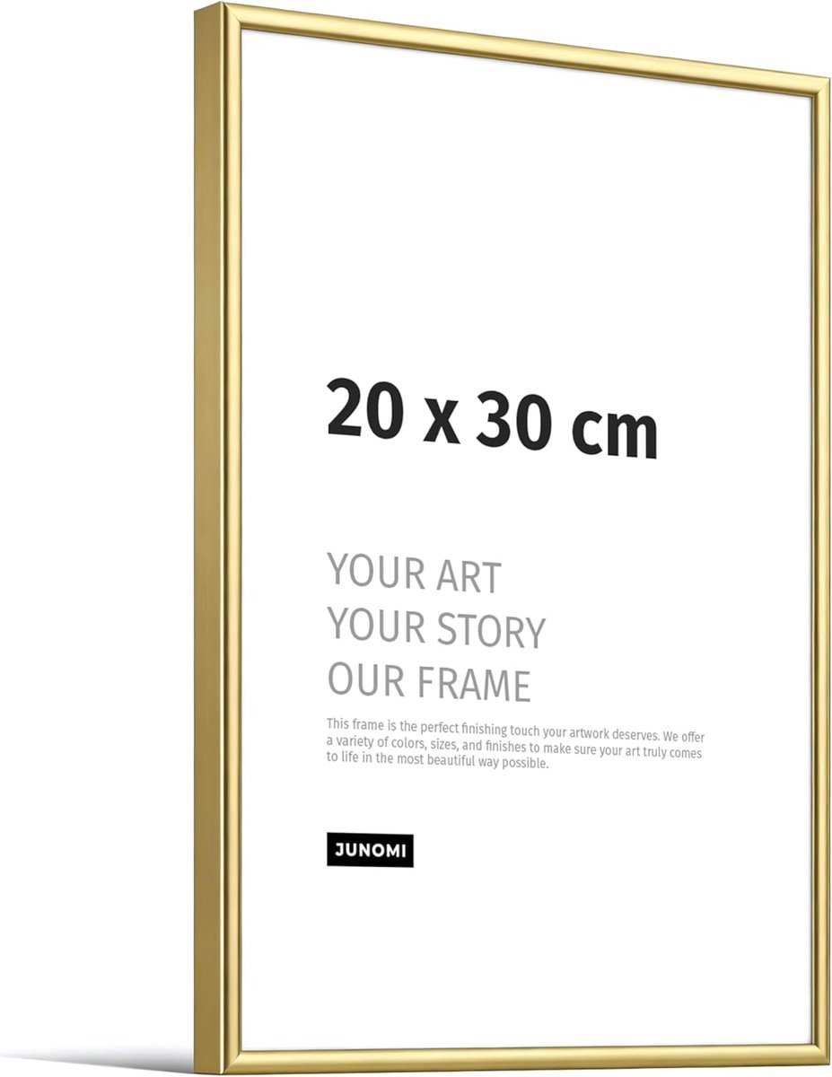 SnelShoppen - Picture frame 20x30 cm - Shiny Gold Aluminium, Shatter-proof Acrylic Glass, Extra Slim Profile, Horizontaal en Verticaal Hangend