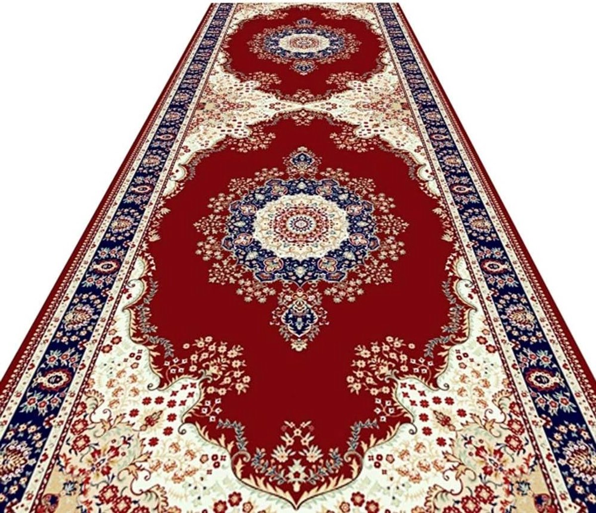Loper vloerkleed - Vloermat gang - Vloerbescherming thuis - Antislip onderkant - 80x800cm - Rood