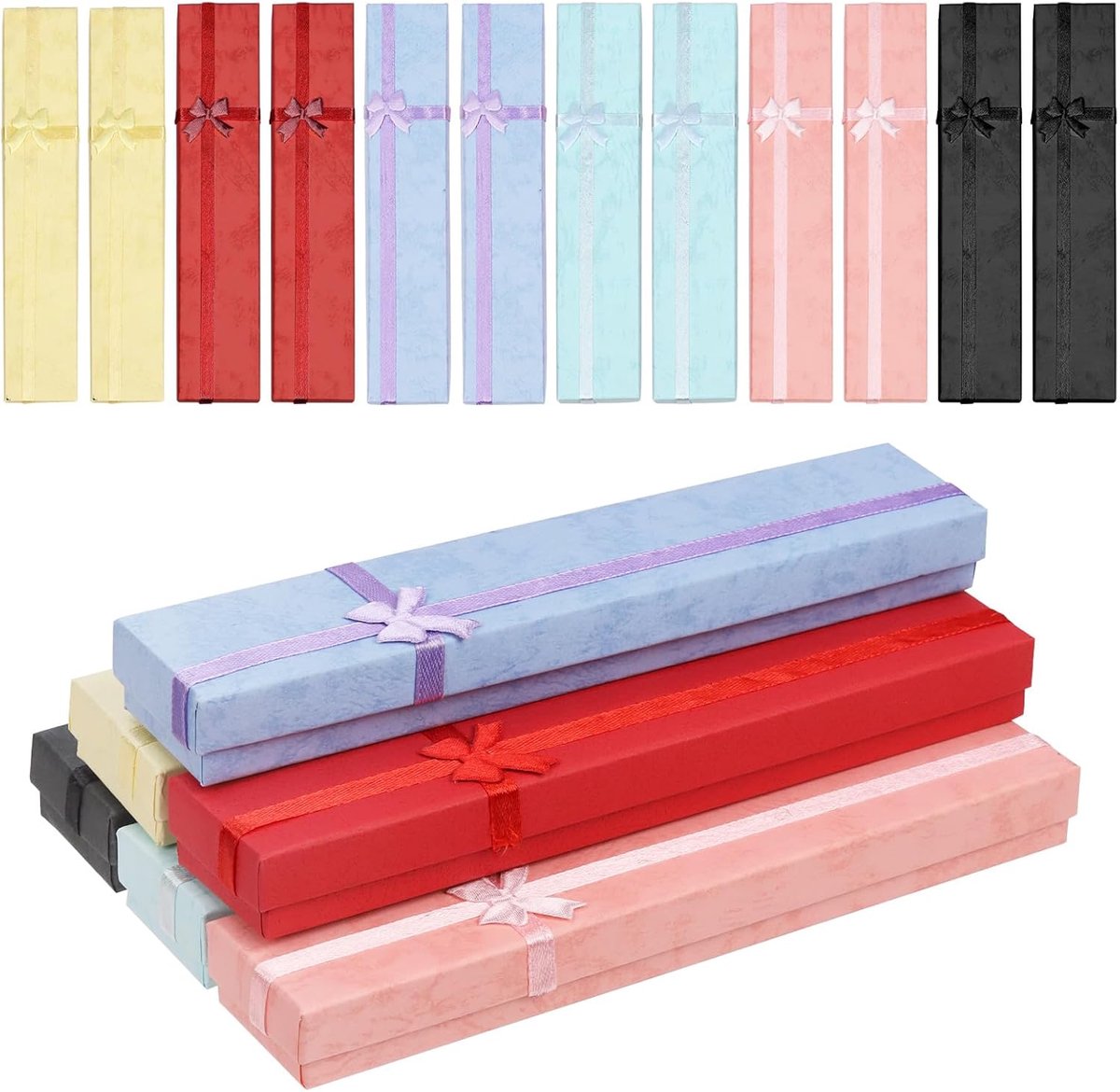 SnelShoppen - Sieradendoos 24 Stuks in 6 Kleuren - 7,87 x 1,57 x 0,78 Inch - Decoratieve Verpakking voor Armbanden en Halskettingen - Cadeauverpakking