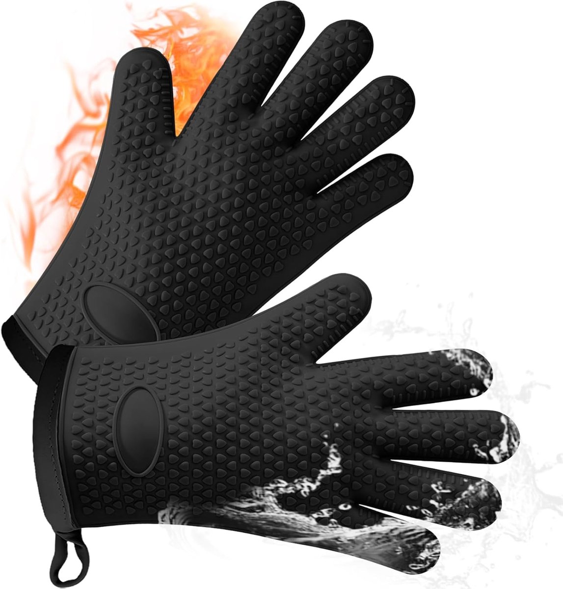 Siliconen ovenhandschoenen - Keukenhandschoenen Hittebestendig - Koken en Bakken - Hittebestendig Materiaal - Kort Model - Zwart
