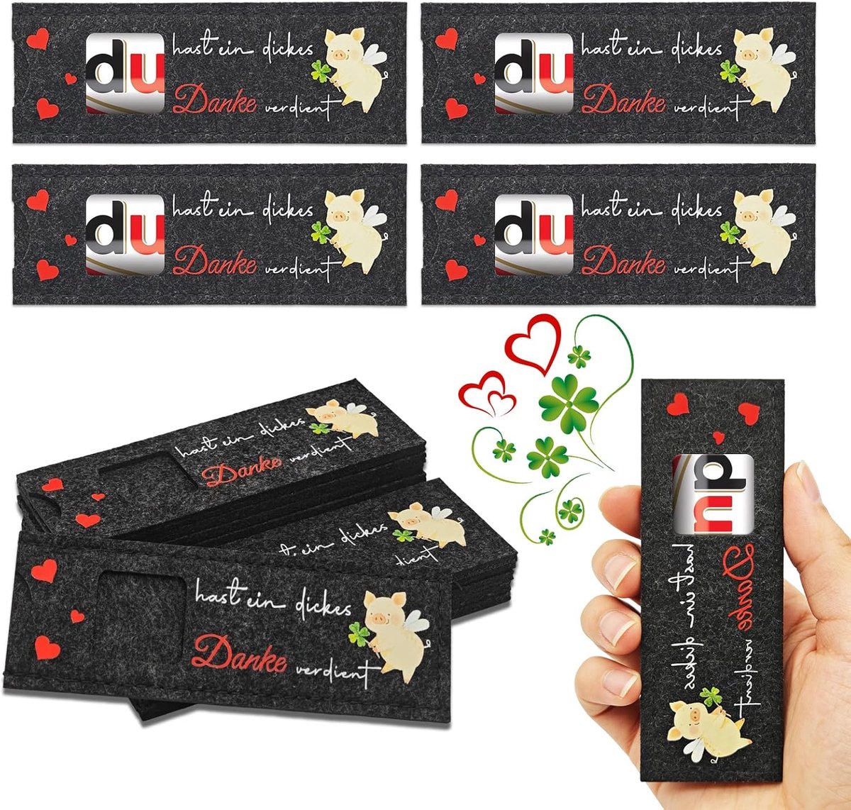SnelShoppen - 15 Stuks Zwarte Vilten Chocoladeverpakking, Bedankjes voor Collega's en Teams, Afscheidscadeau Medewerkers, Elegante Verpakking, Perfect