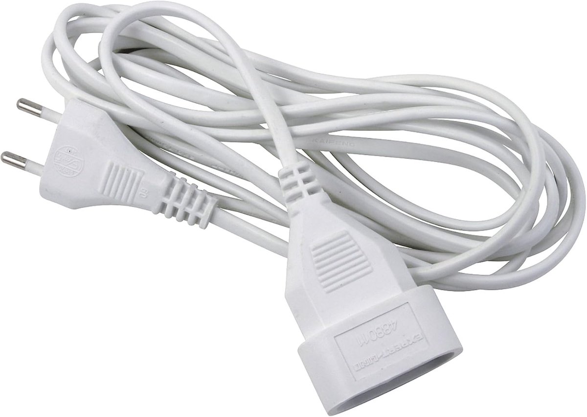SnelShoppen - Verlengsnoer 10 meter - 2 x 0,75 mm - Wit - Ideaal voor Thuis, Tuin, Camping en Feestjes - Verlengkabel 6 A voor Elektrische Apparaten