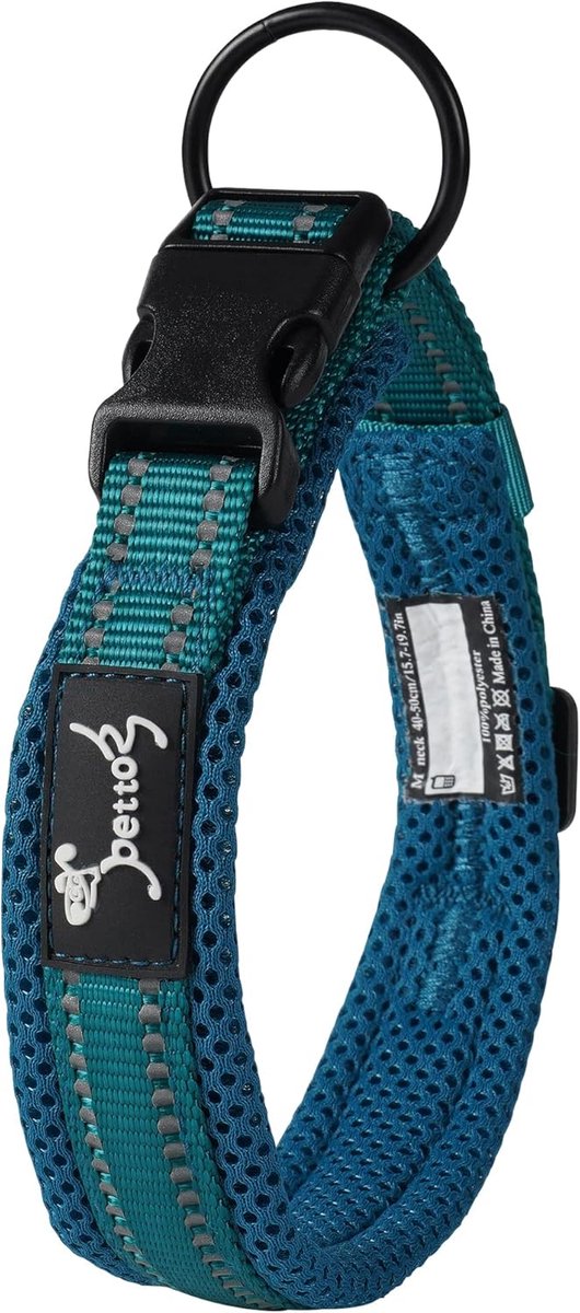 SnelShoppen - Gewatteerde Hondenhalsband, Verstelbaar, Reflecterend, Nylon, Duurzaam met Ring van Legering voor Kleine, Middelgrote en Grote Honden