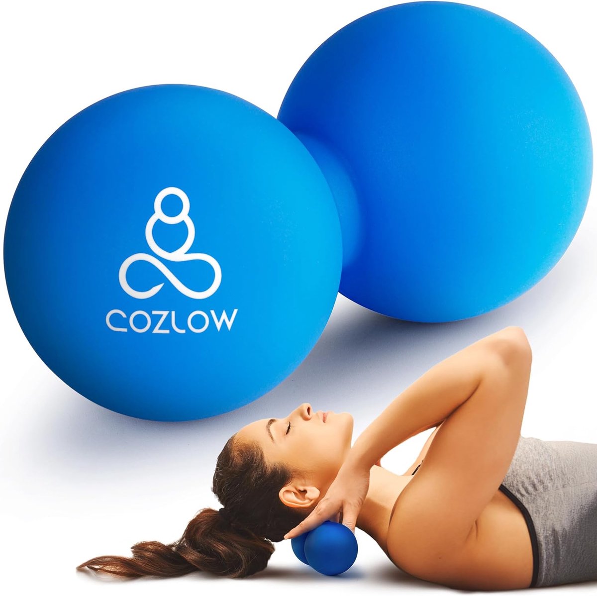 SnelShoppen - Dubbele Lacrosse Siliconen Massagebal Cobalt Blue - Peanut Triggerpoint Roller voor Mobiliteit, Diepe Weefseltherapie en Myofasciale Rel