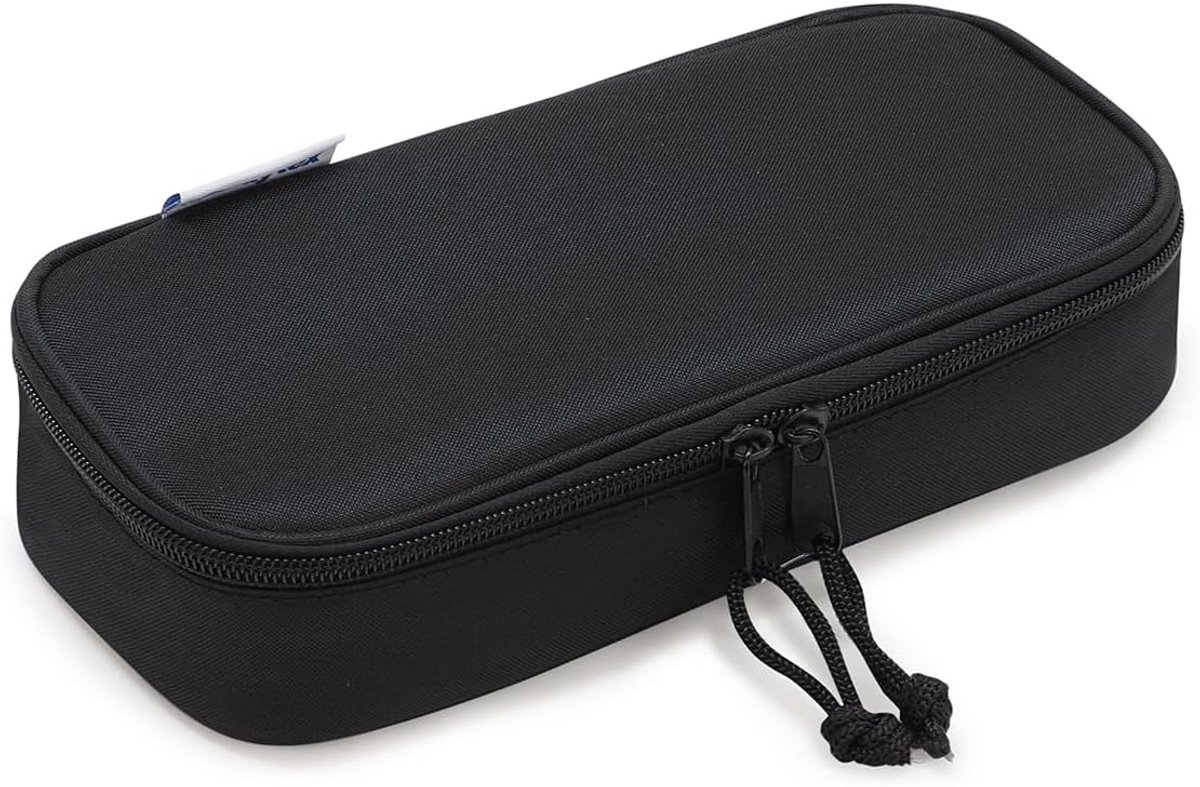Thijox - Ovale Etui XL Met Extra Grote Capaciteit en Organizer - Zwart - Ideaal Voor School, Kantoor, Opslag en Cosmetica, Eén Maat