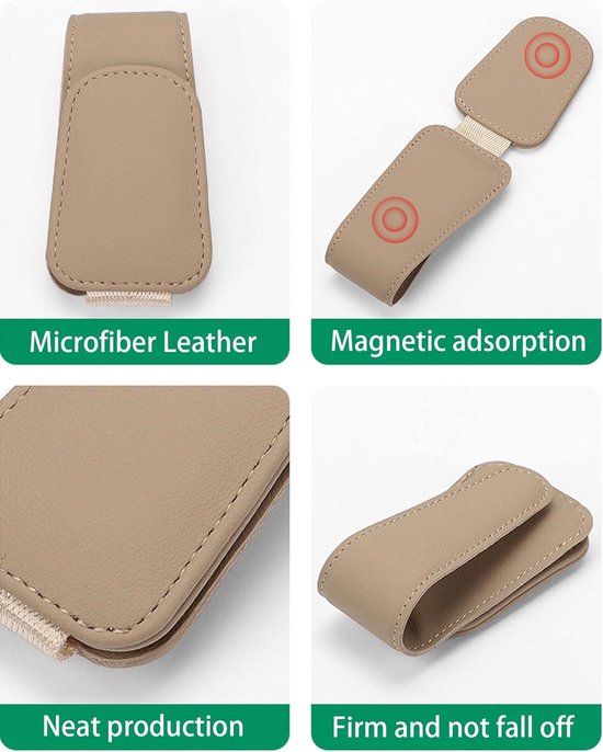 Brillenhouder voor Auto Zonneklep, Leer Zonnebrilhouder voor Autobrilhouder, Autovizier, Brilhouder, Clip voor Zonneklep, Zwart — afbeelding 5