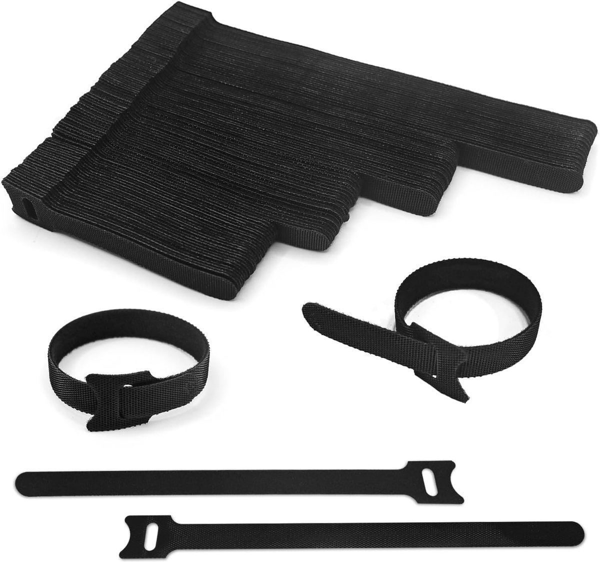 Thijox - Klittenband Kabelbinder Set 100 Stuks, Herbruikbare Zip Ties 20cm/15cm/12cm/10cm x 1,2cm voor Thuis, Kantoor, Tuin en Outdoor Activiteiten