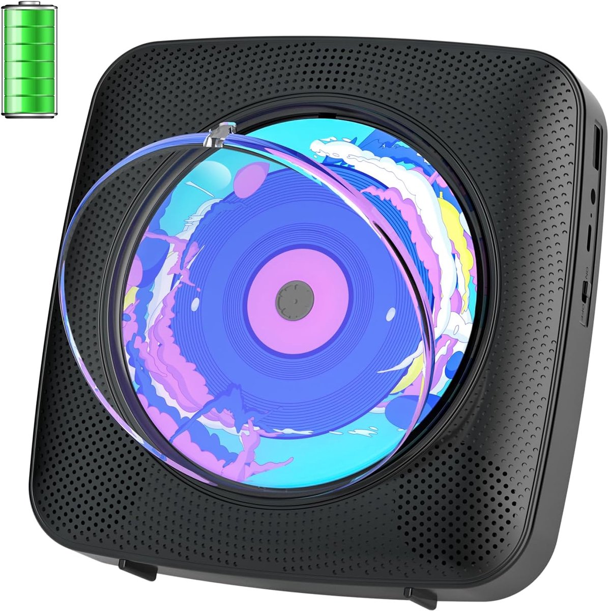 SnelShoppen - Cd-speler voor kinderen met Bluetooth, draagbare radio, afstandsbediening, USB en AUX, zwart, ideaal voor feestjes en onderweg