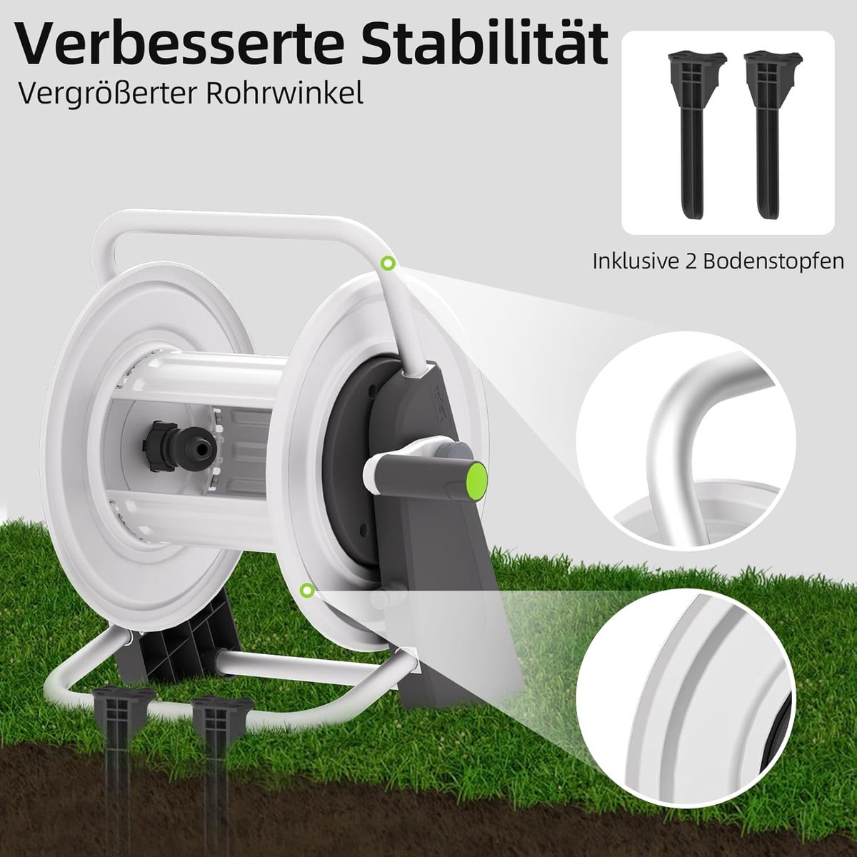 SnelShoppen - Tuinslanghaspel Wandgemonteerd voor 50-200 Meter, Slangwagen 5/8 Inch met Zilver Metaal, Perfect voor Tuin, Camping en Watergeven