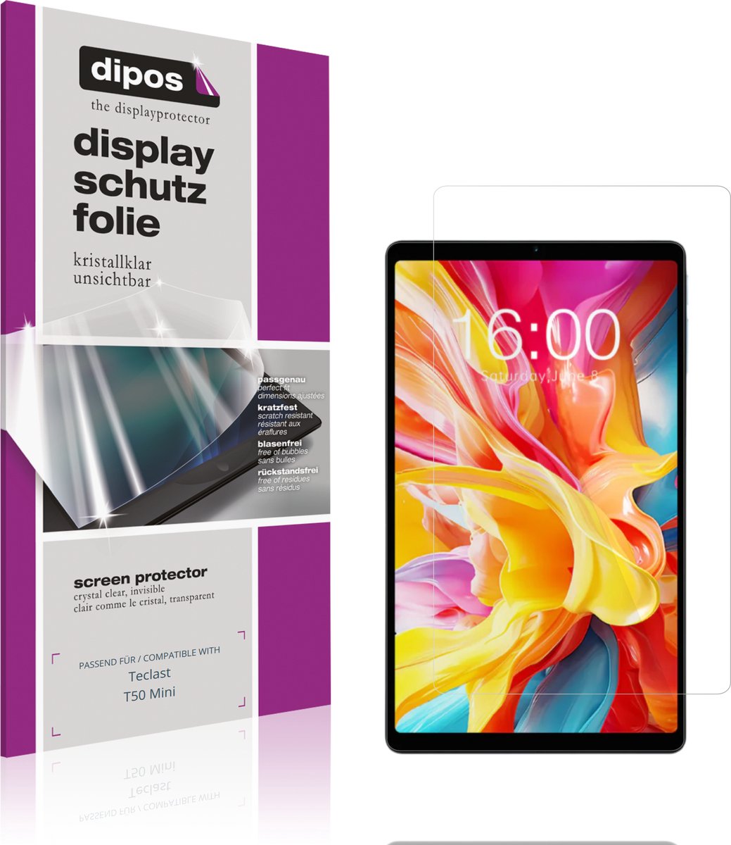 dipos – 2x Beschermfolie geschikt voor Teclast T50 Mini | Krasbestendige & heldere Screenprotector Ultra-Thin