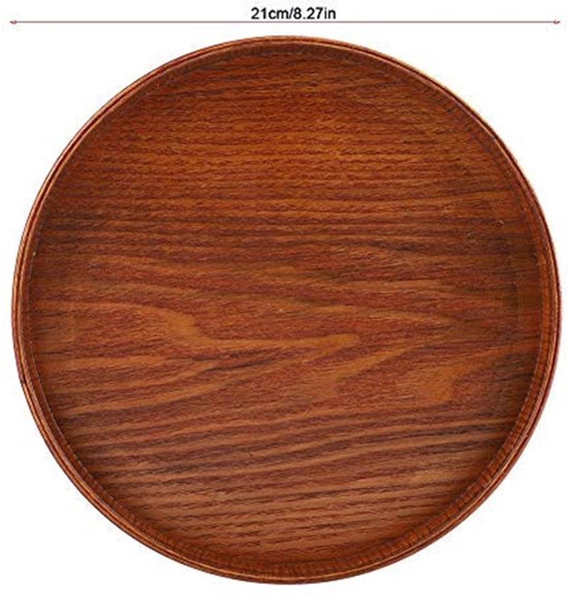 Houten Lade Ronde Natuurlijke Houten Bord Thee Voedsel Server Gerechten Drinkwater Plaat voor Thuis Hotel (Diameter: 21 cm/8.27 inch)
