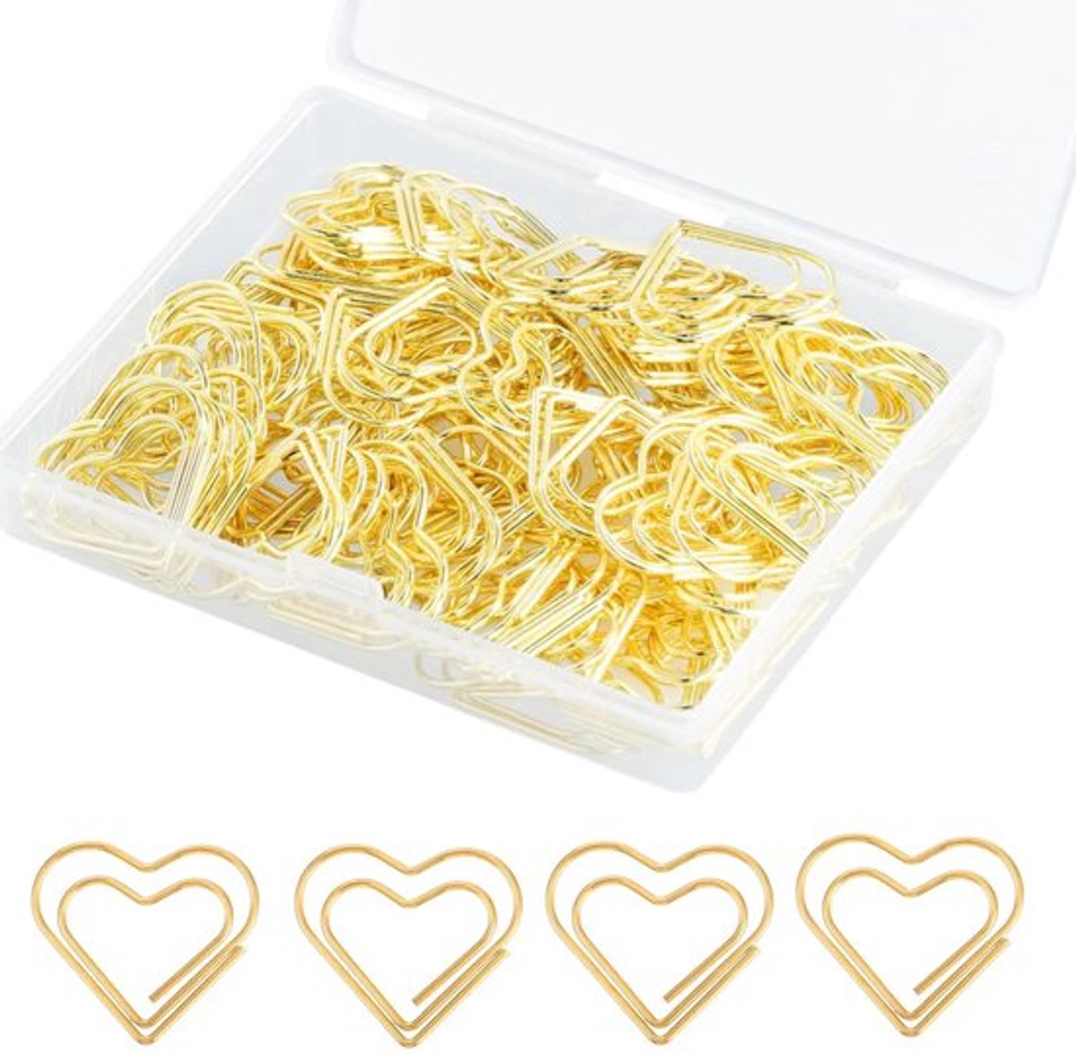 Paper Clips, 100 Stuks Schattige Hartvormige Paperclips, Gouden Paperclip, Hartvormige Metalen Paperclips, Roestvrijstalen Mini Paperclips, Kleine Bladwijzers voor Kantoor, Schoolbenodigdheden