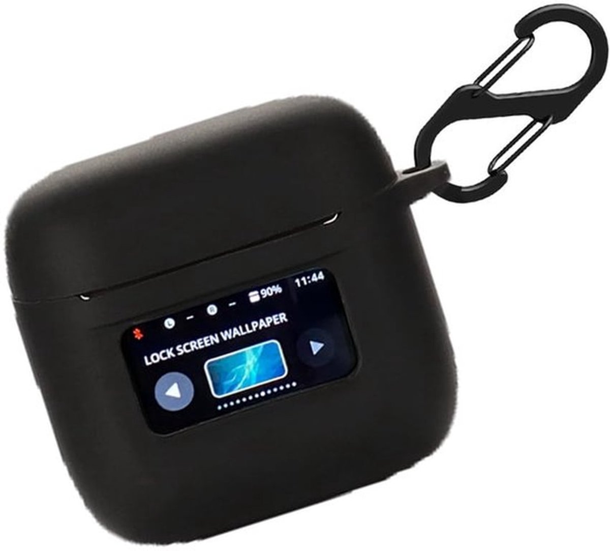 Siliconen hoes voor JBL Tour Pro 2, schokbestendige beschermhoes en huid, beschermhoes voor JBL Tour Pro 2 met sleutelhanger (zwart)