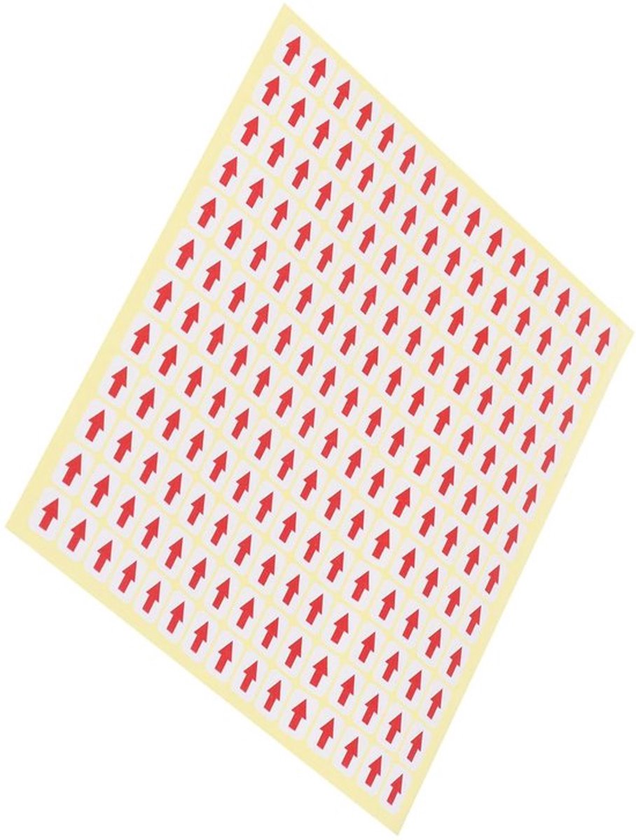 Kleine Rode Pijl Stickers 0.5 x 0.4 Ronde Hechting Labels, 15 Vellen PET Richting Marker Punten voor Kwaliteitscontrole, Defect Markering, Sorteren, Inspectie Verpakking