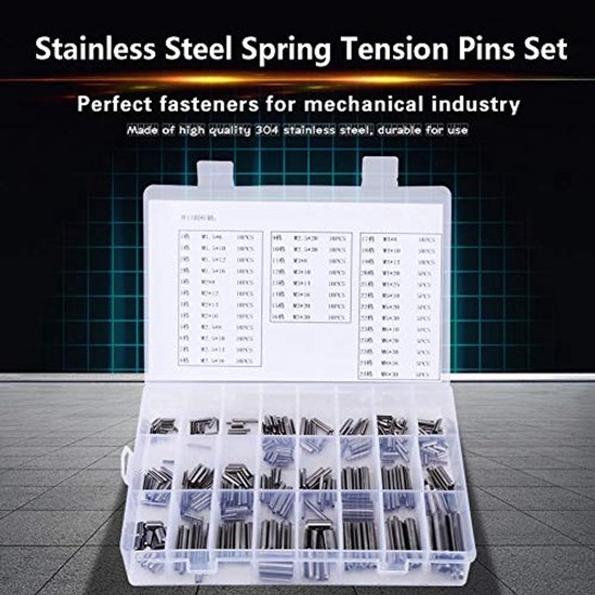 Assortiment Lente Pin, Roller Pen Assortiment Set M1.5 M2 M2.5 M3 M4 M5 M6 M8 280 Stuk RVS Turnpin Hardware voor Mechanische Industrie Power Equipment