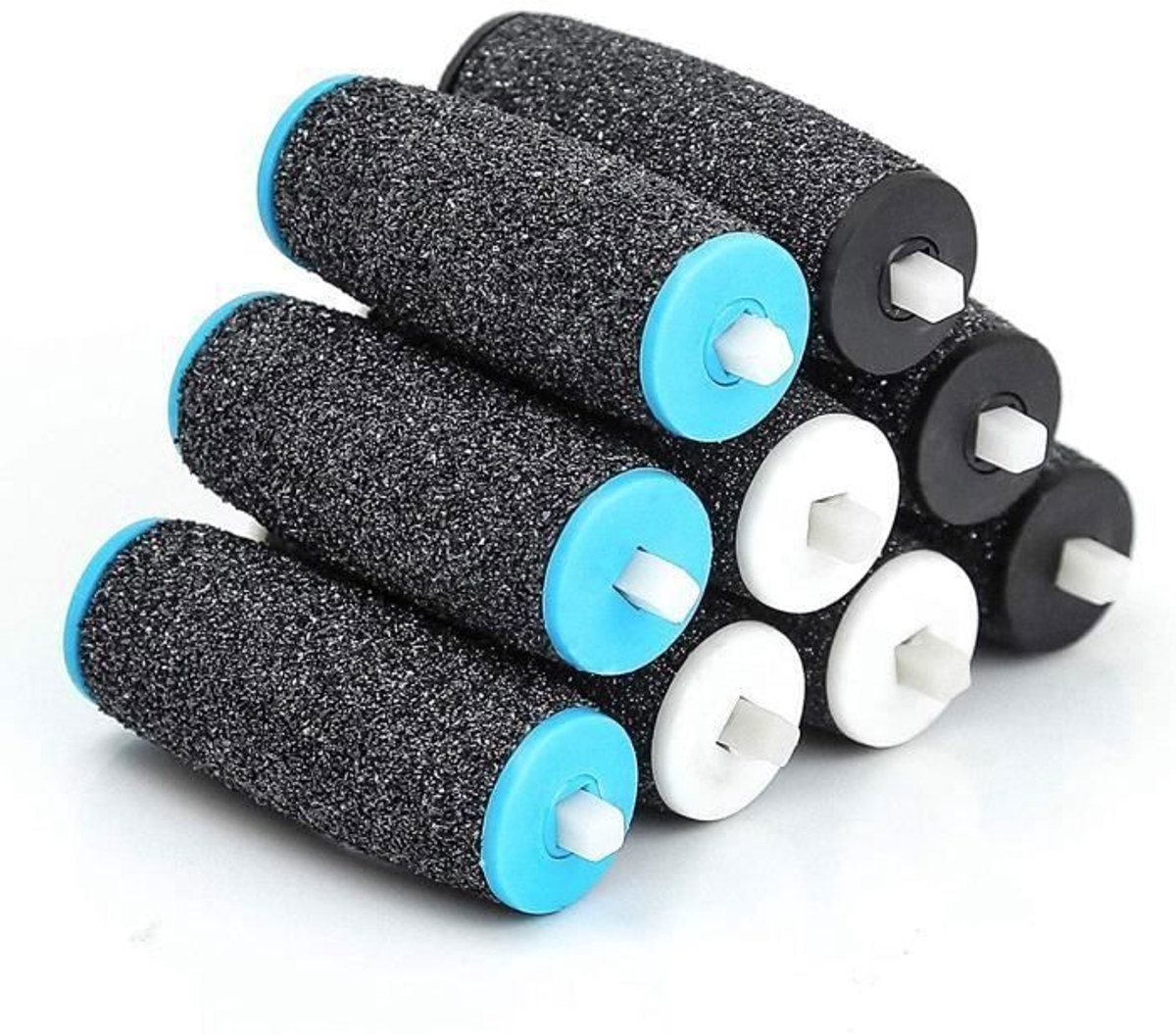 LISM-Set van 10 vervangende rollers met puimsteen voor elektrische voetvijl voor pedicure, zwart