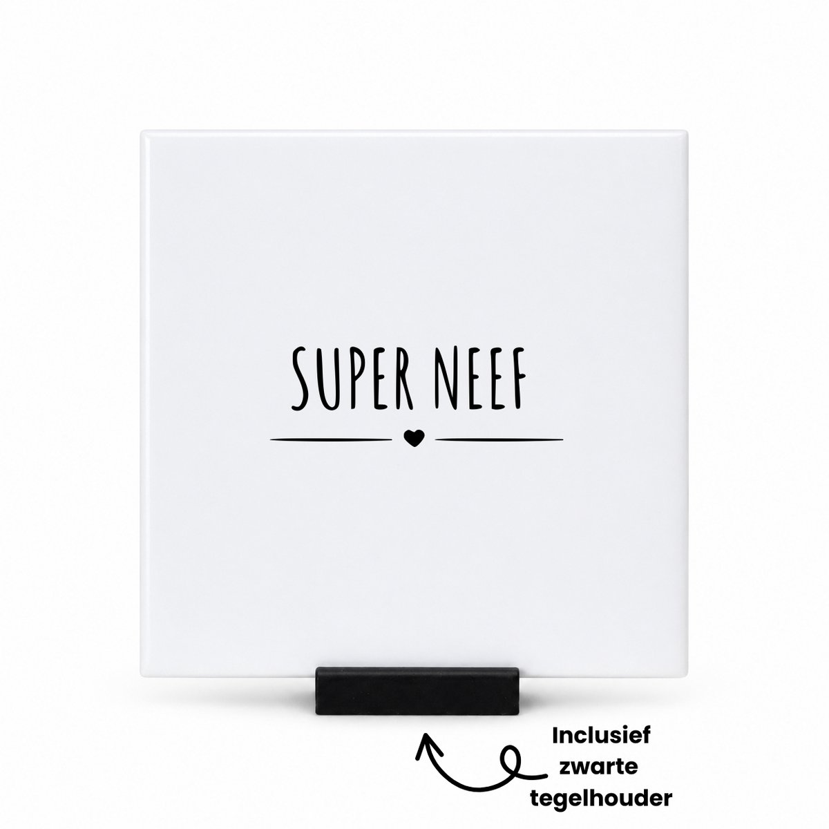 Hacebo Super neef tegeltje met tegelhouder - Neef - cadeau neef - tegeltjes met tekst - Leuk cadeau voor je neef om te geven - verjaardag neef - spreuktegels - 10.8x10.8 CM Wit