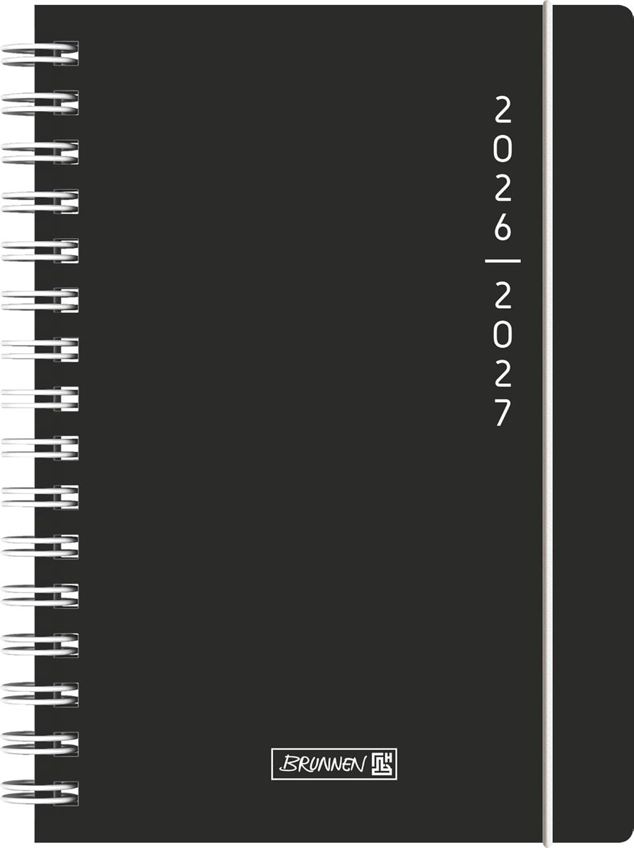 SnelShoppen - Schülerkalender 2026/2027 A5 'Plain Black' | Kunststof, Compact, Handig voor School, Studeren, Plannen, Notities, Organiseren
