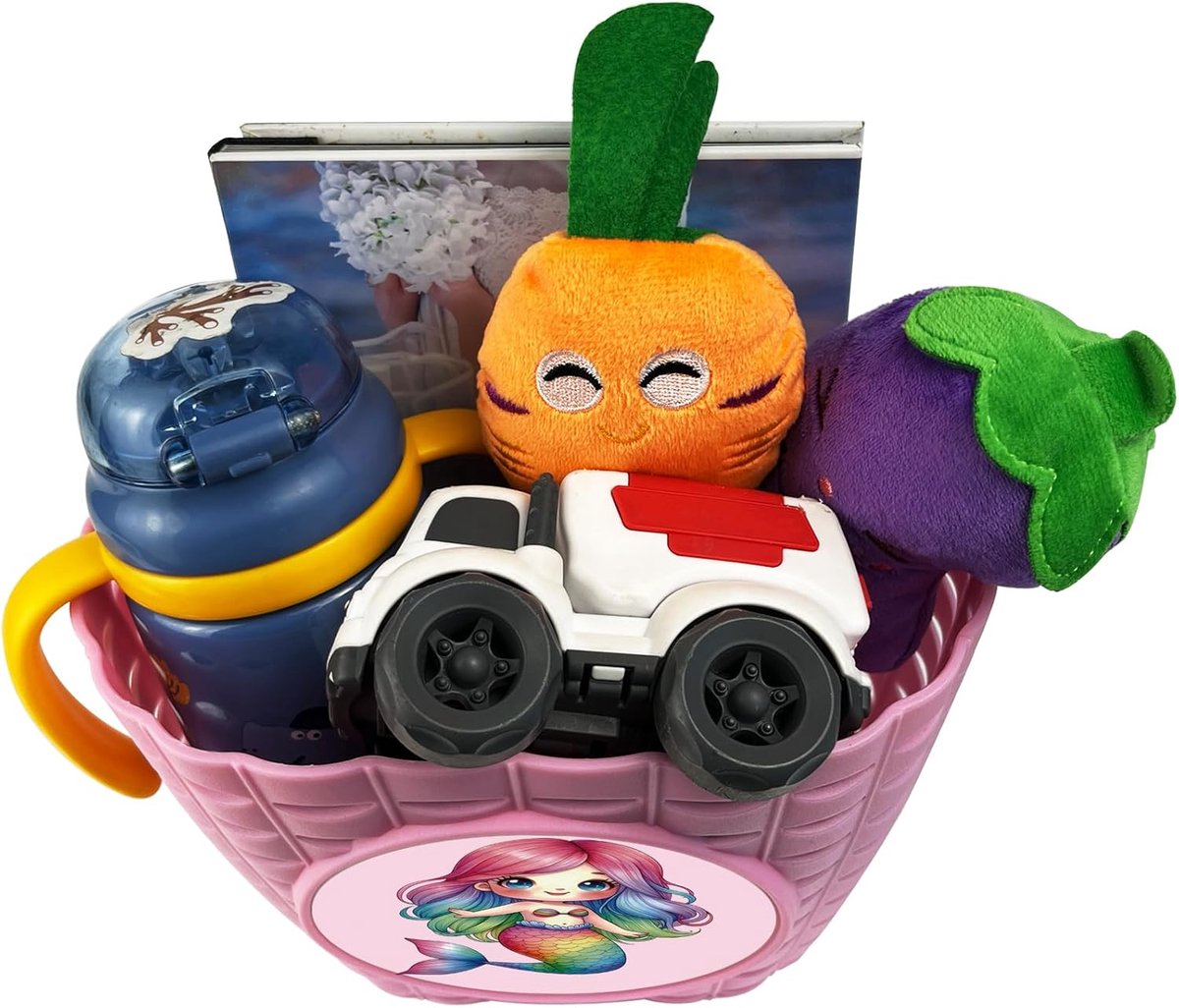 SnelShoppen - Roze Fietsmand voor Meisjes, Schattige Fietsstuurmand voor Kinderen, Verstelbare Kunststof Driewielermand, Perfect voor Peuters, Sport e
