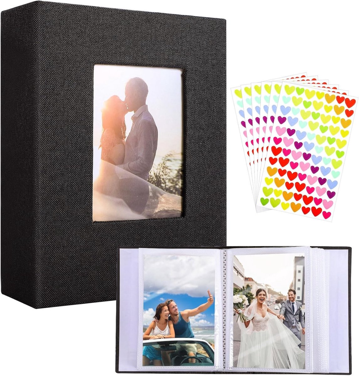 SnelShoppen - Insteekalbum 10x15 voor 100 foto's - Zwart Linnen Fotoalbum voor Familiefoto's - Compact en Stijlvol - Perfect voor Feesten en Herinneri