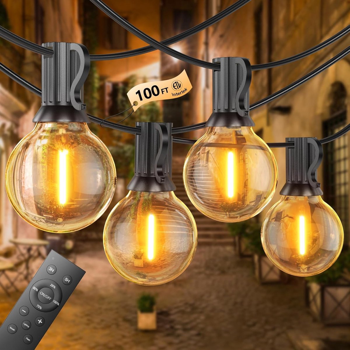 SnelShoppen - Lichtsnoer Buiten Dimbaar 30M met 50+2 Onbreekbare Lampen, IP45 Waterdicht, 2700K Warmwit, Perfect voor Tuin, Balkon, Camping en Feesten