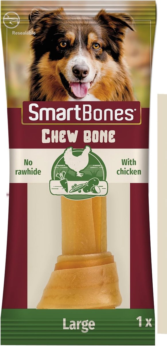 Thijox - SmartBones Kippen Bot Large 109g - Kauwsnack voor Honden zonder Rawhide - Gezonde Groente Vulling - Ideaal voor Grote Honden - 1 Stuk
