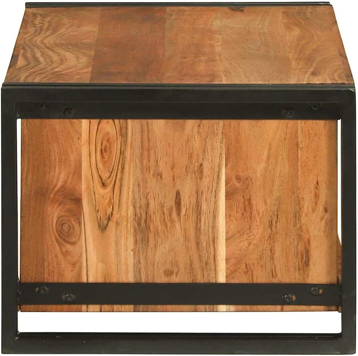 Salontafel Massief Hout - Woonkamertafel Modern - Opbergen Woonkamer - Geïntegreerd Rek - 90x50x38 cm - Bruin