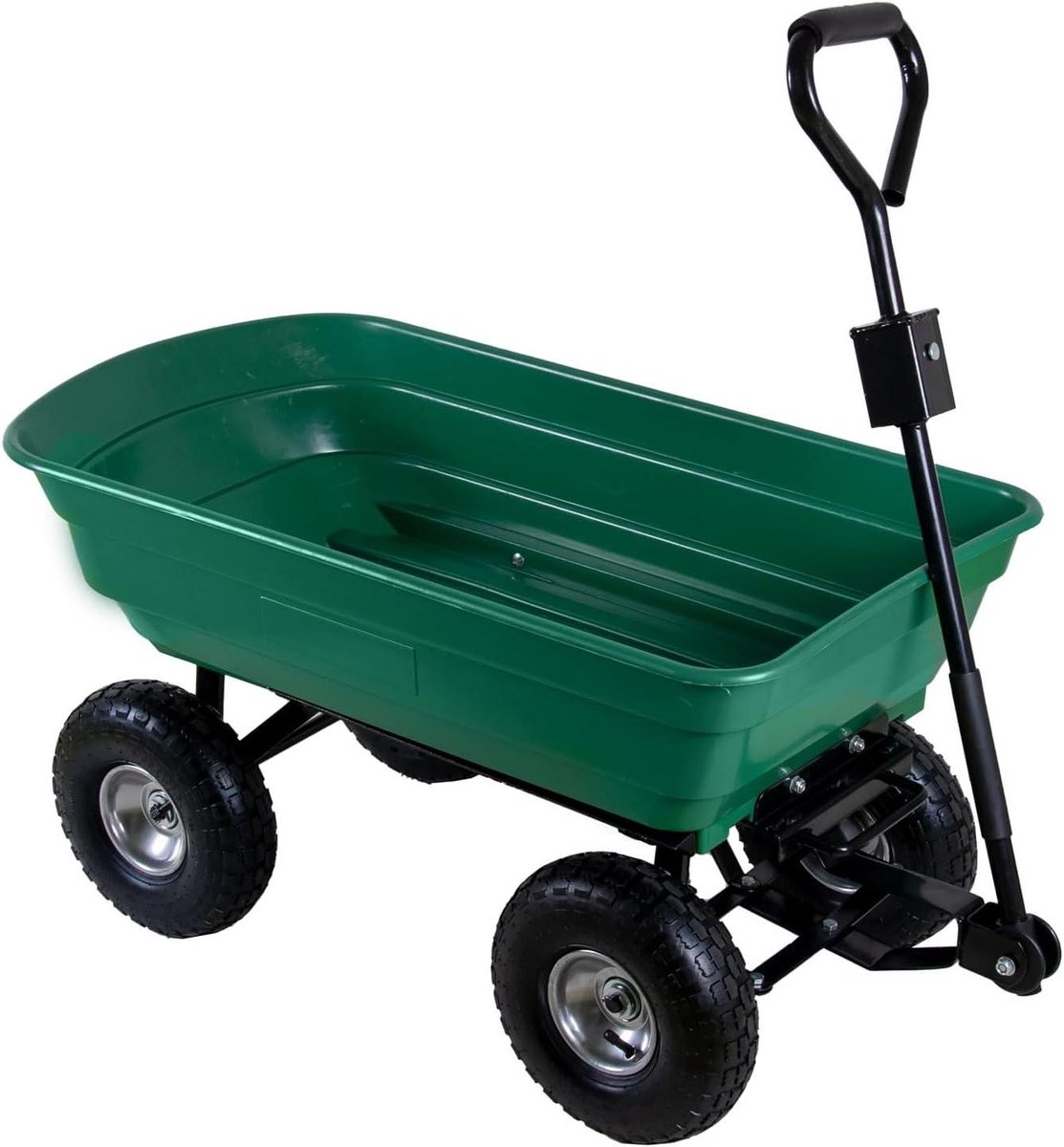 Tuinwagen Kantelfunctie - Handwagen Kiepwagen - Materiaal Vervoeren - Robuuste Constructie - 75 Liter - Groen Zwart