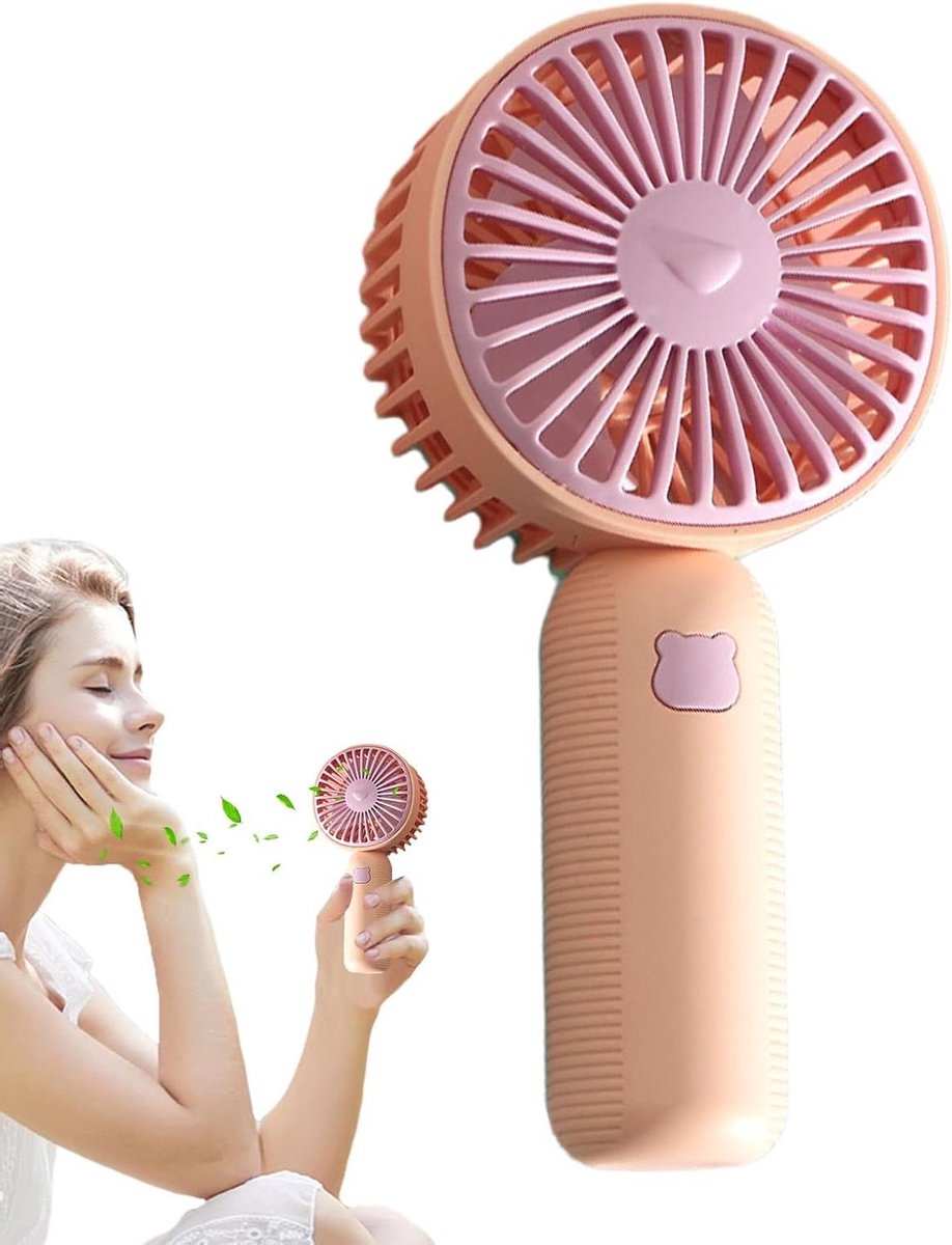 Draagbare zakventilator - Mini koeler - Overal verkoeling - Fluisterstille werking - 77 cm breed - Roze