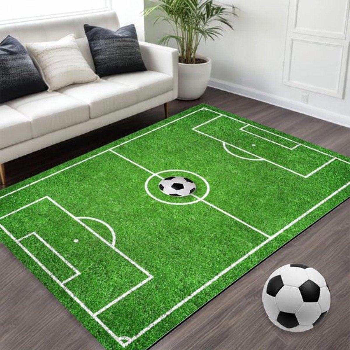 Voetbaltapijt, 80 x 120 cm, speeltapijt, voetbalveld, groen, voetbal, voetbalveld, speelkamer