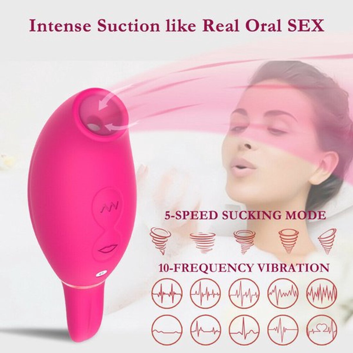 Zuigende tepelvibrator voor vrouwen, tonglikken, clitoris, G-spot, oraal speelgoed, draagbaar