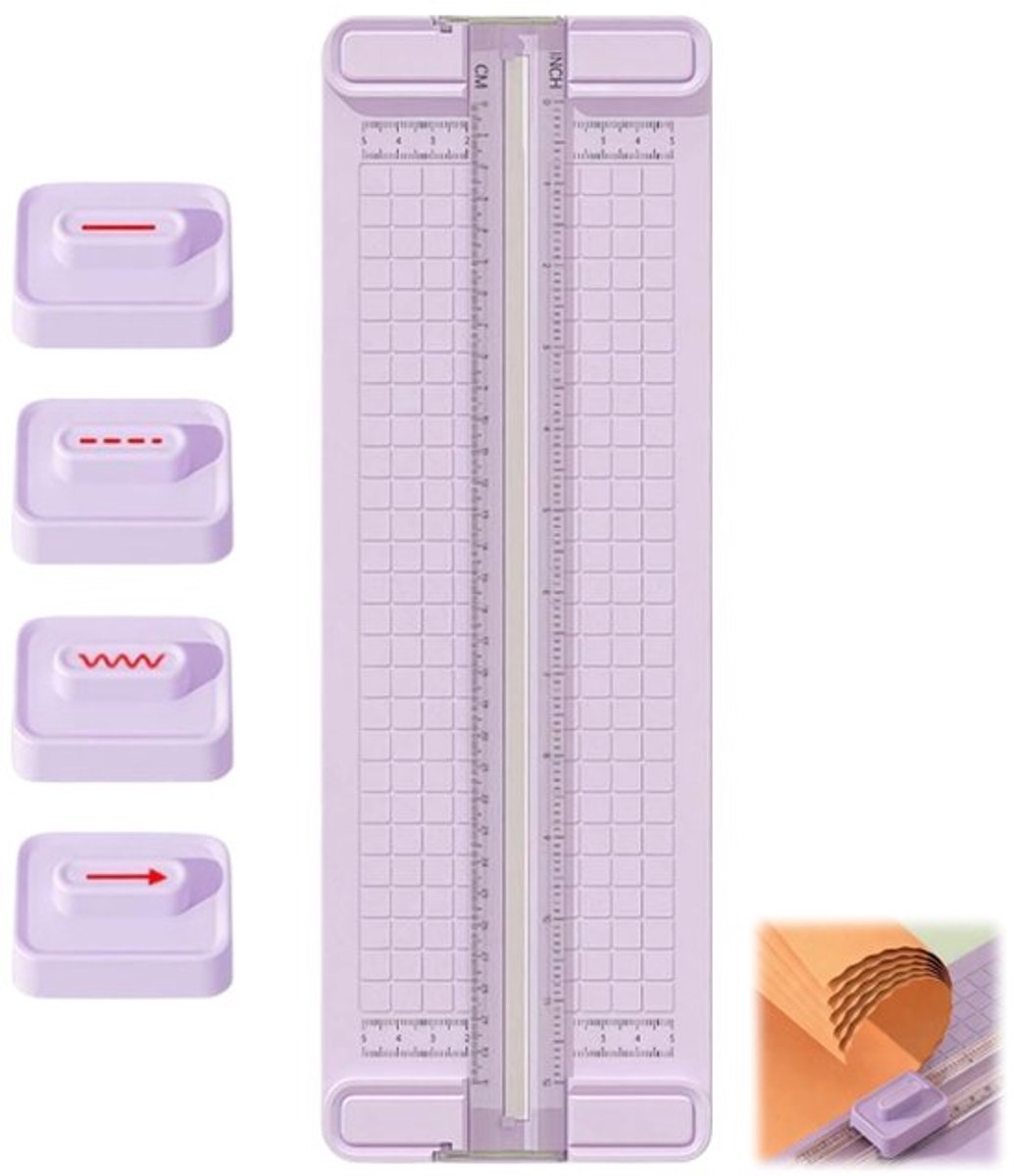 Papiersnijder - snijblad - papiersnijder - vier messen - rilmes - papiersnijgereedschap - geschikt voor kaarten - inpakpapier - ansichtkaarten - paars - 36,5*12,3 cm - snijbreedte 31 cm-4 stuks