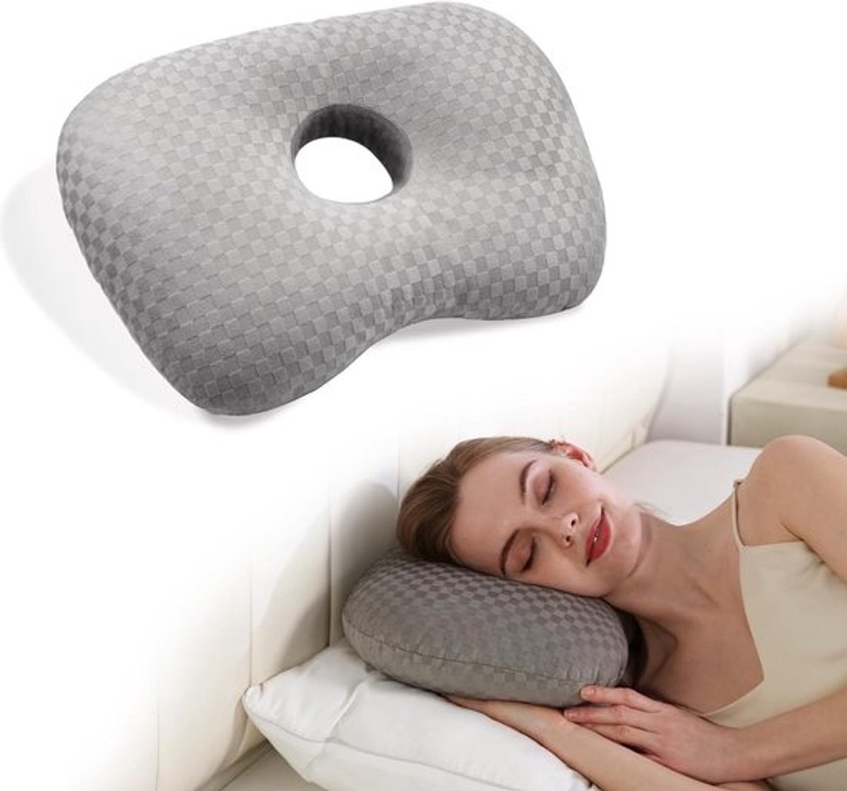 Piercing kussen - Kussen met gat voor oor - Donutkussen - Comfortabel - Verstelbaar comfort