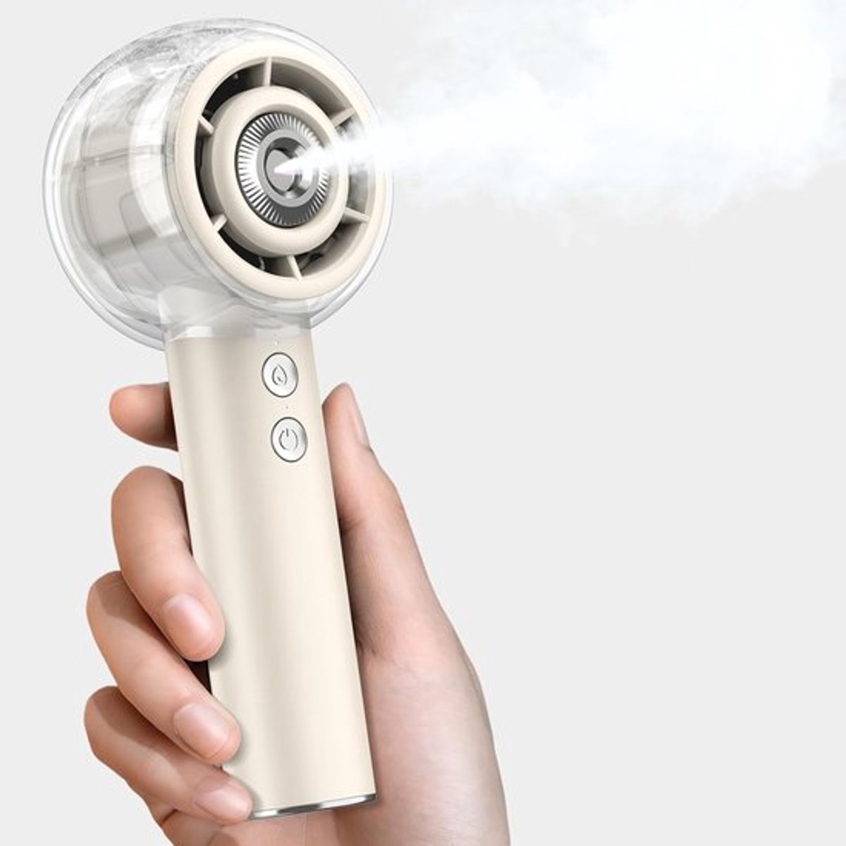 Ventilator - Mini Ventilator - Hand Ventilator - Draagbare Handventilator Met Vernevelingseffect - Oplaadbaar - Voor Op Reis, Buitenactiviteiten, Wandelen, Kamperen, Thuis En Op Kantoor - Wit