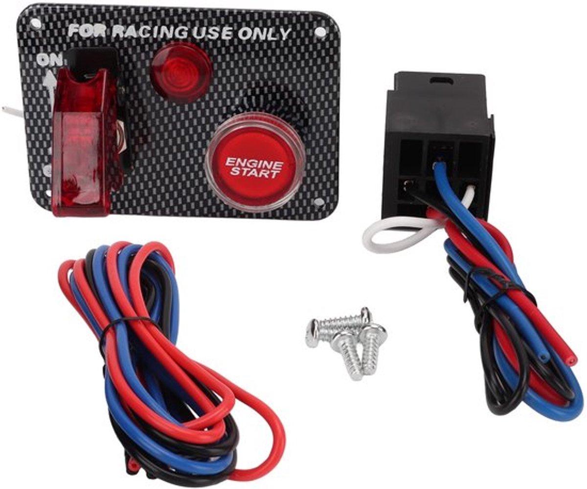 Contactslot Panel Kit, 12V 40A Koolstofvezel Racing Style Contactslot Aluminium Universeel voor Auto's Automotive schakelaars