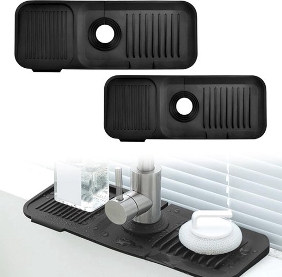 2 pcs Diatomiet Mat voor Kraan - Gootsteen - Droogmat - Afdruip - Keuken - Kraanmat - Antislip - 37x14CM