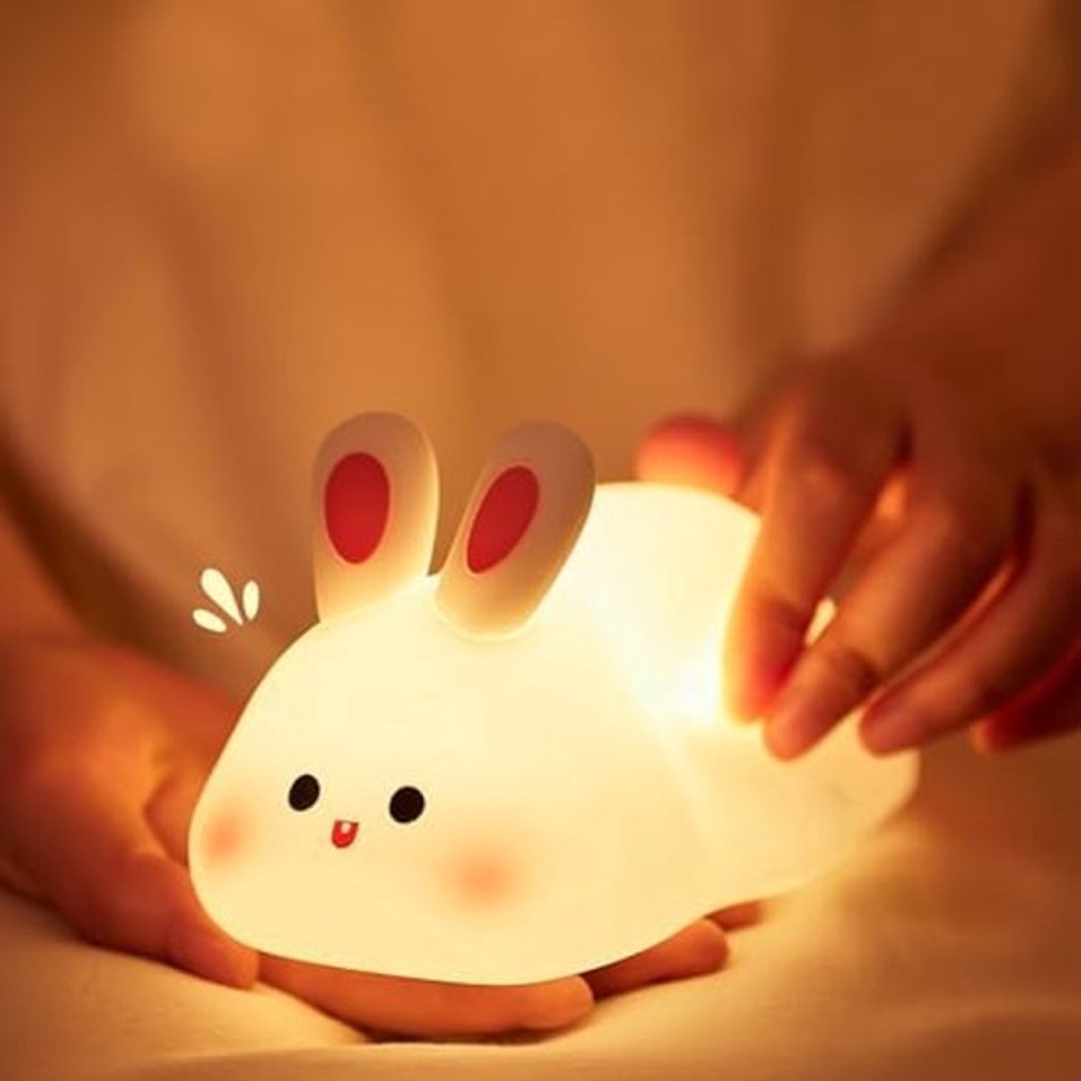Konijn Kindernachtlampje – Siliconen Nachtlampje Met Aanraaksensor – Warm Licht – 30 Minuten Timer – USB-Oplaadbaar – Zacht, Veilig En BPA-Vrij – Ideaal Voor Baby- En Kinderslaapkamers